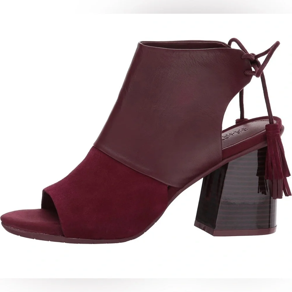 NEW Kenneth Cole Reaction Reach The Stars Peep Toe Burgundy Leather Bootie - Picture 7 of 16
